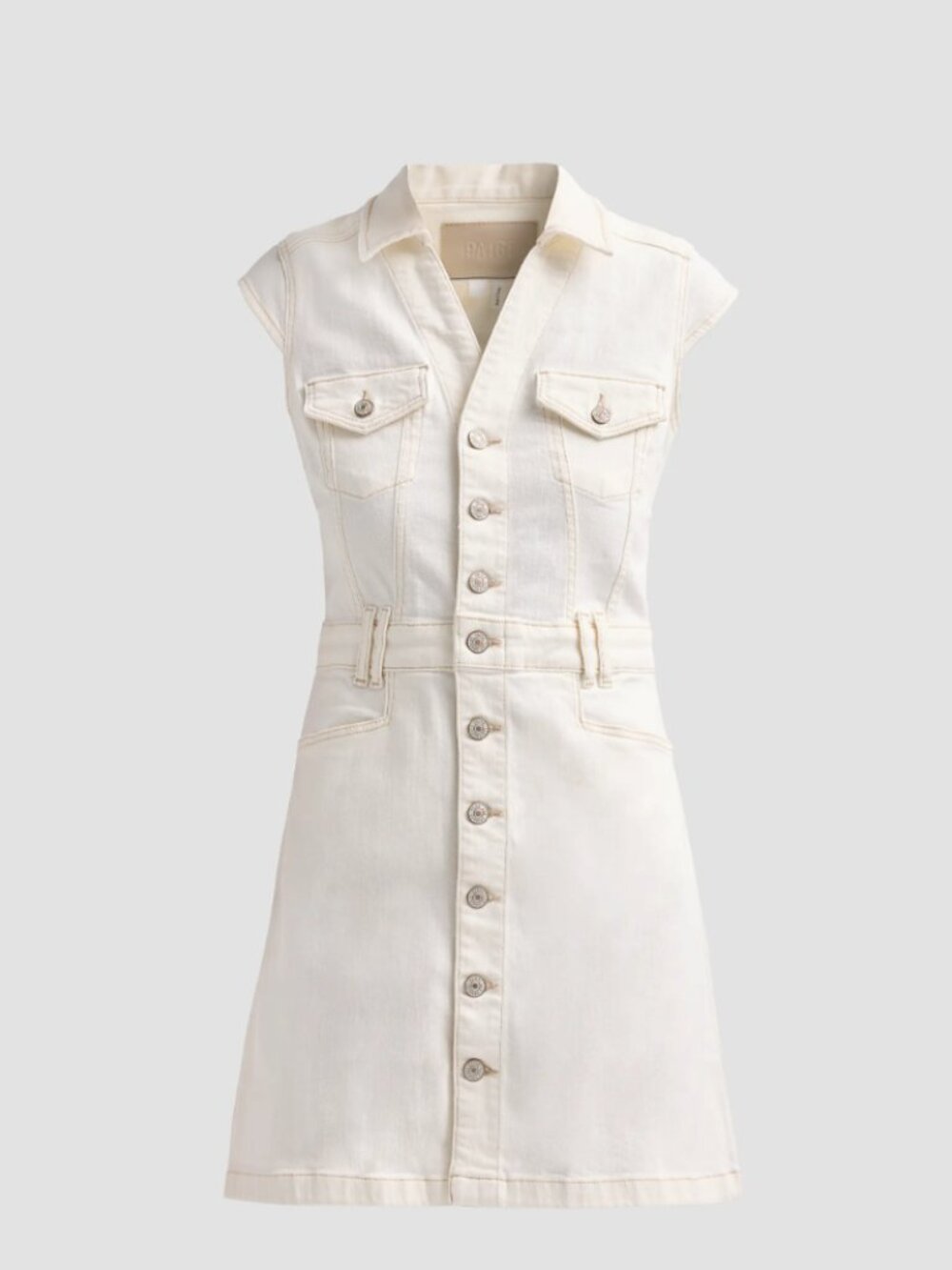 PAIGE Jaxsyn Dress Quartz Sand Utility Denim Mini Dress Size 12 NWT